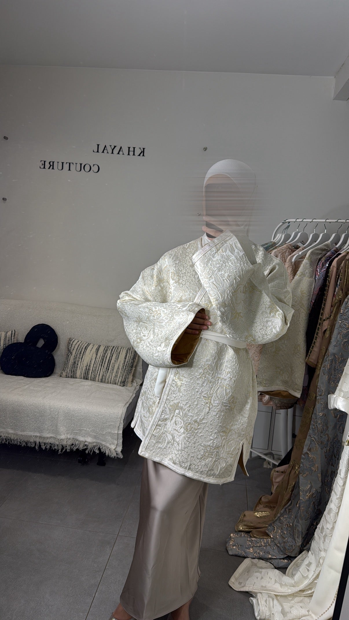 Veste brocard blanc cassé