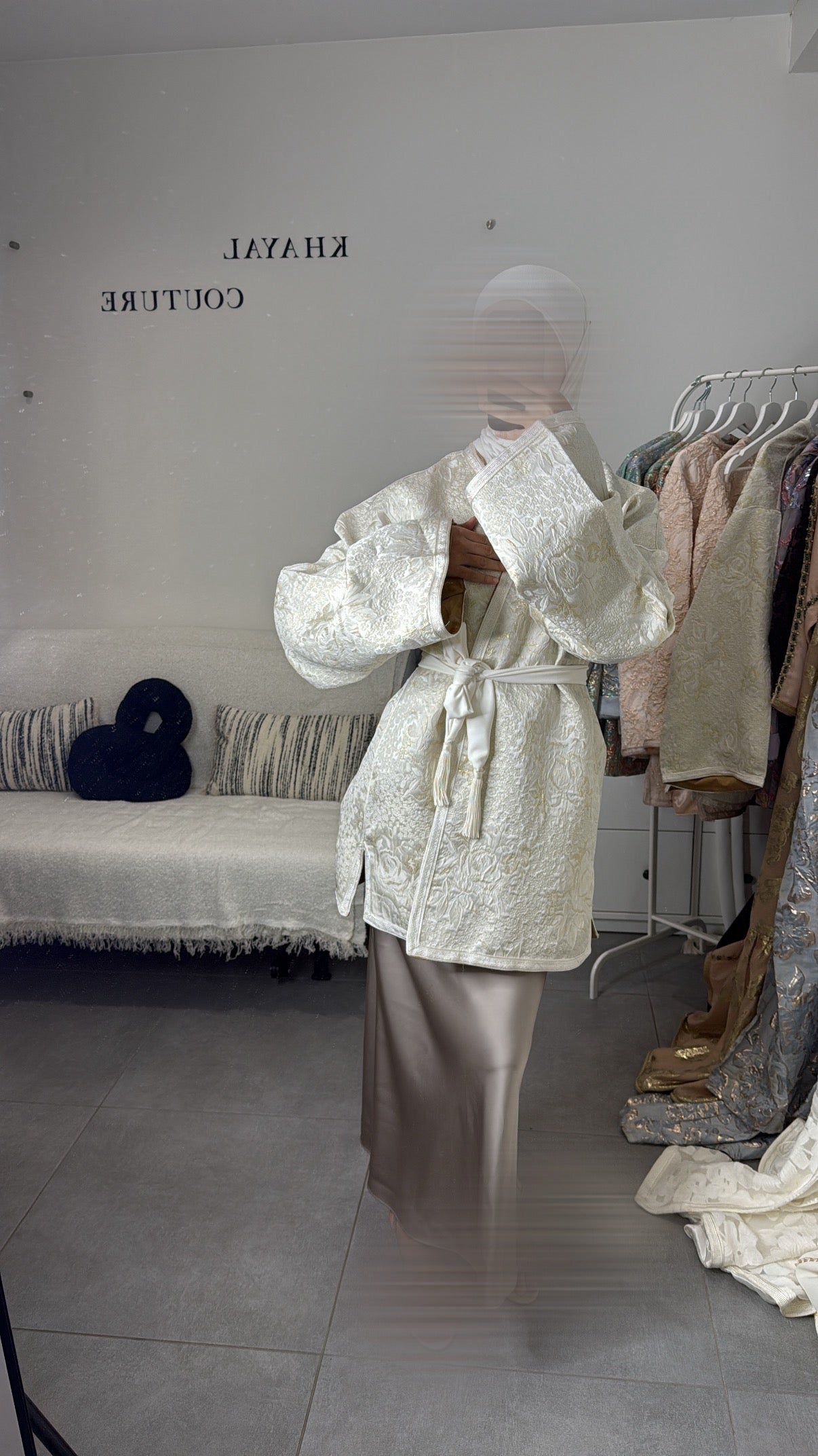 Veste brocard blanc cassé