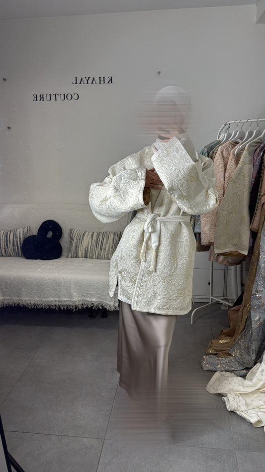 Veste brocard blanc cassé