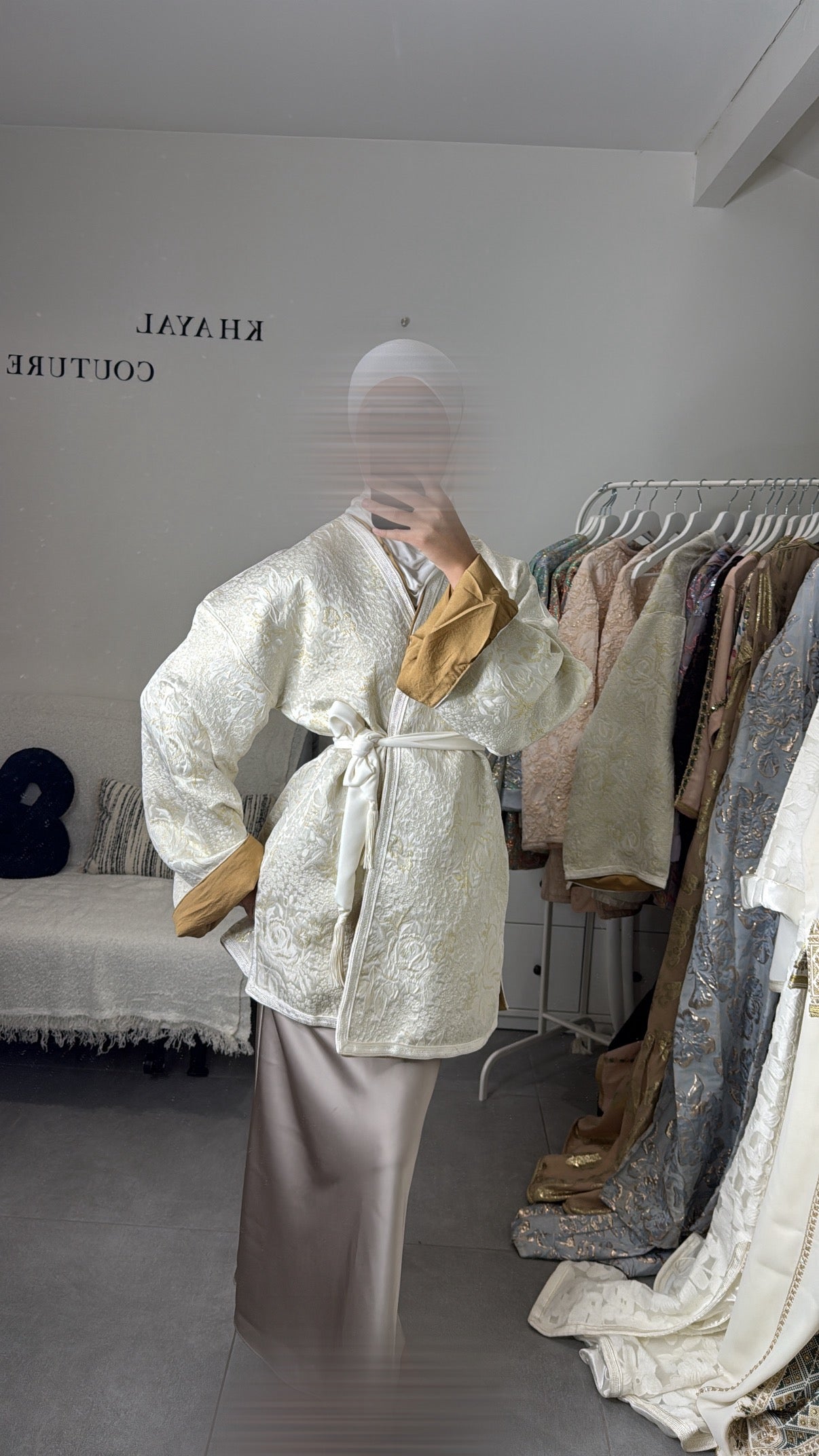 Veste brocard blanc cassé