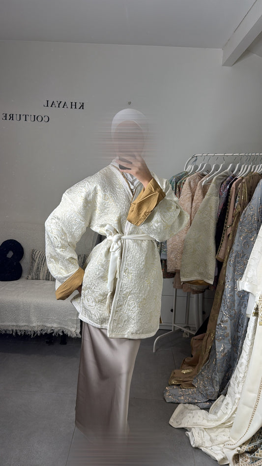 Veste brocard blanc cassé